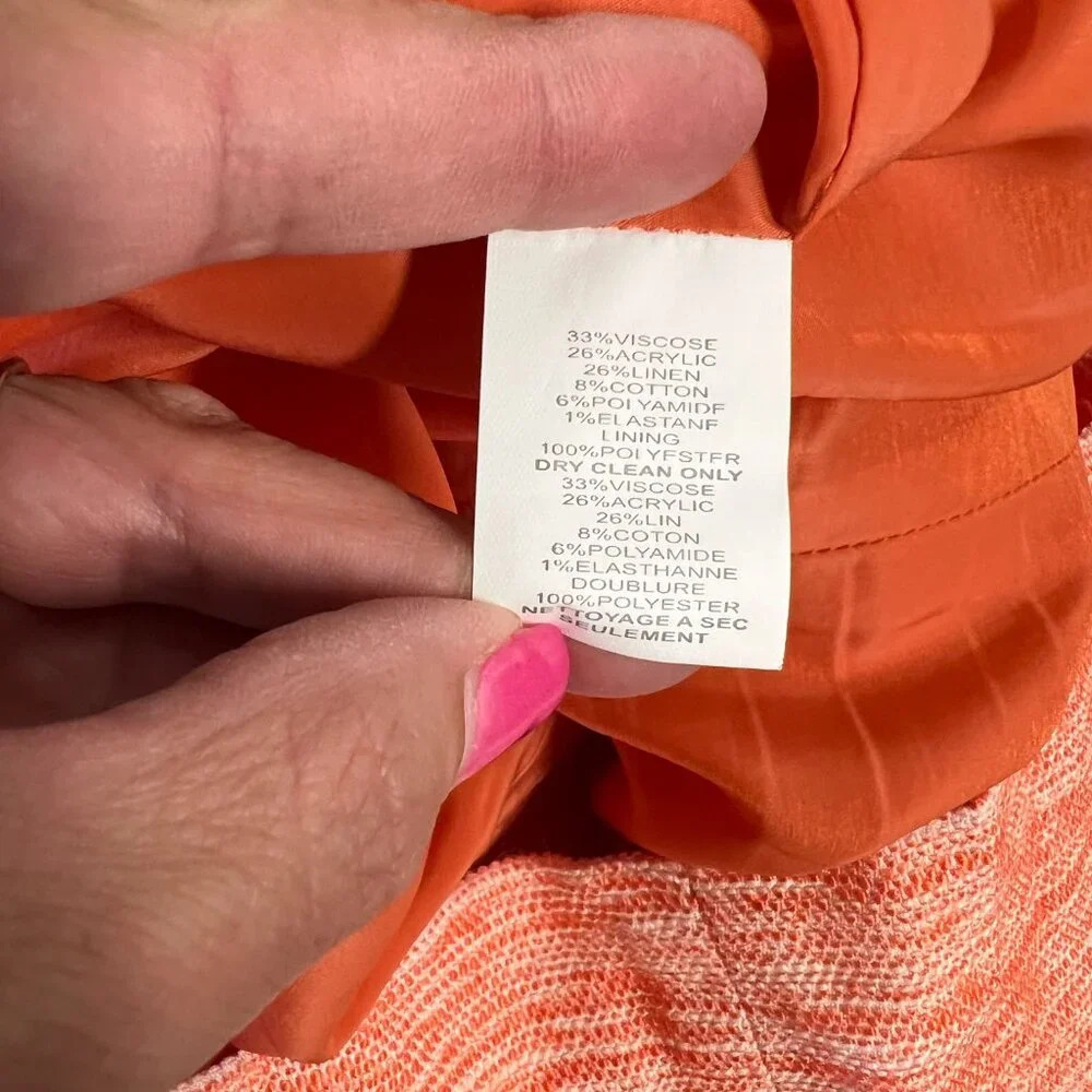 TRINA TURK Shift Dress Clementine Orange Linen Blend Embellished 4 - Picture 5 of 9